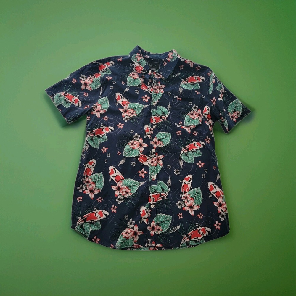 Valor Collection Watermelon Pocket‎ Short Sleeve Button Down Shirt Medium Mens